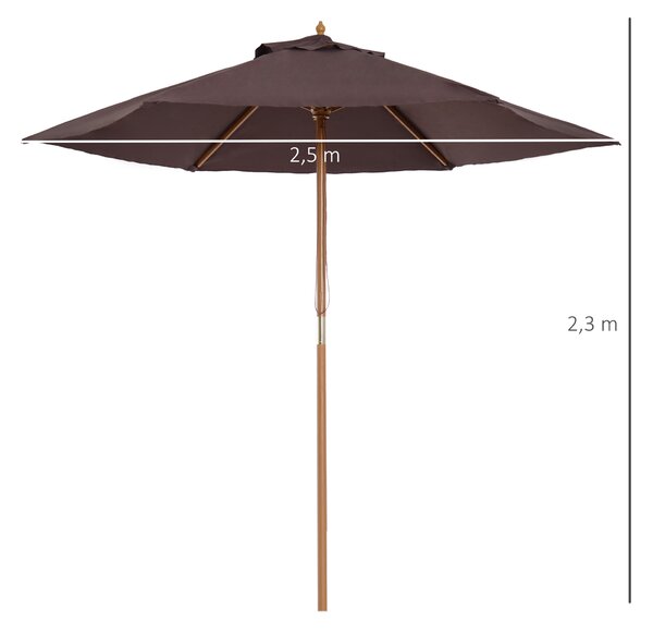 Outsunny Umbrelă de Soare pentru Grădină, Structură din Lemn, Φ250 cm, Ideală pentru Exterior | Aosom Romania