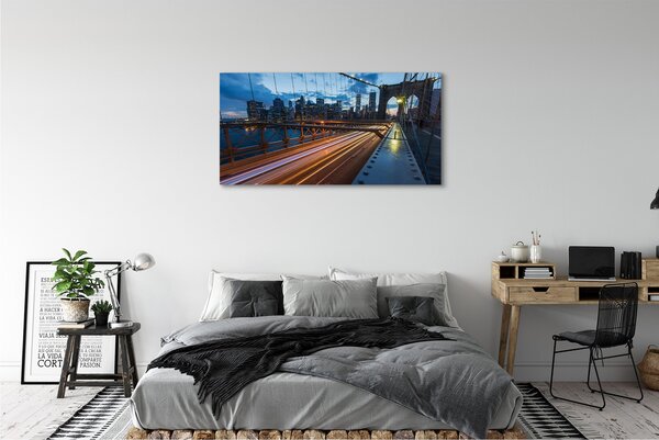 Tablouri canvas Zgârie-nori râu pod