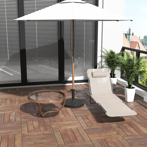 Outsunny Sezlong Pliabil pentru Grădină, Spătar Reclinabil, Confortabil, din Textilena, Crem, 182x56x28cm | Aosom Romania