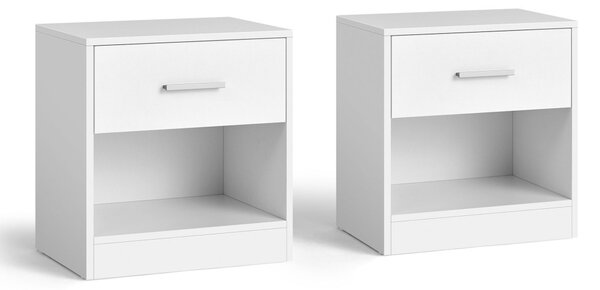 Set de 2 noptiere, cu sertare, albe