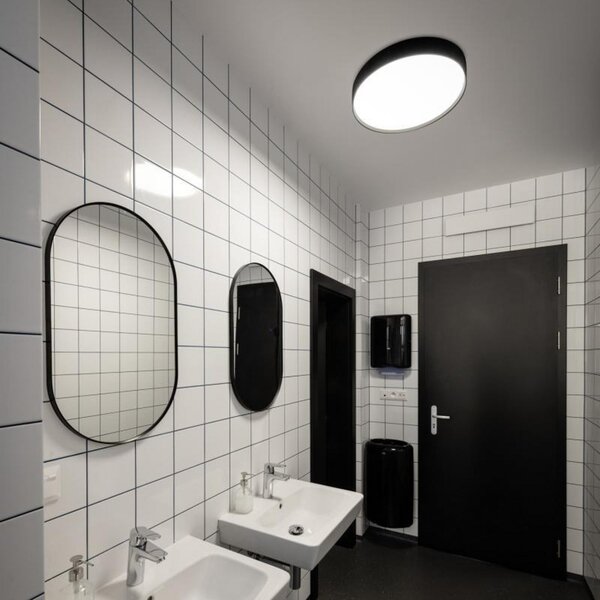 SLV plafonieră LED Decona, Ø 42 cm, negru, metal, CCT, reglabil, Negru, Baie, Aluminiu, Modern