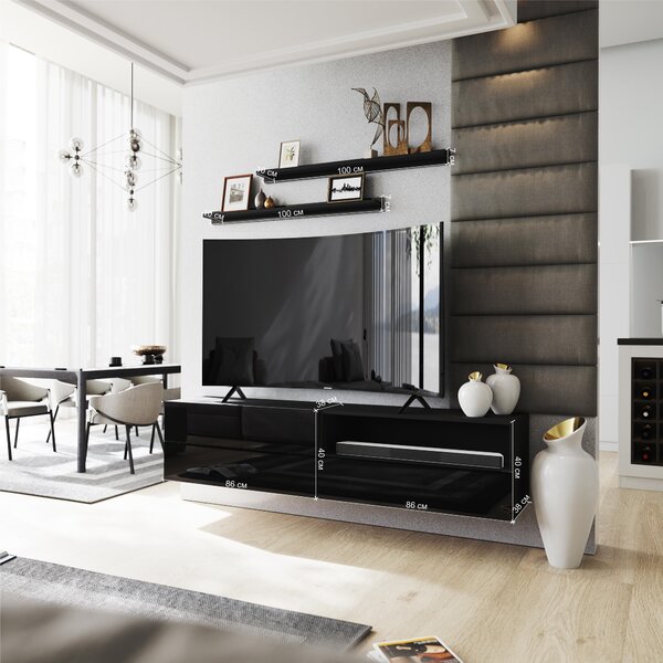 Mobilier living Berny 37 (negru + negru lucios). Promo -32%. 1036097