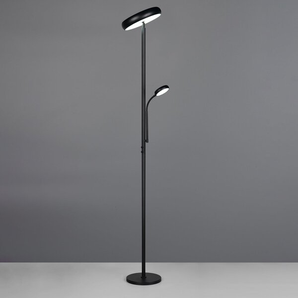 Reality Leuchten Lampadar LED Palermo, negru mat, telecomandă, memorie, reglabil, Negru, Camera de zi / sufragerie, Metal