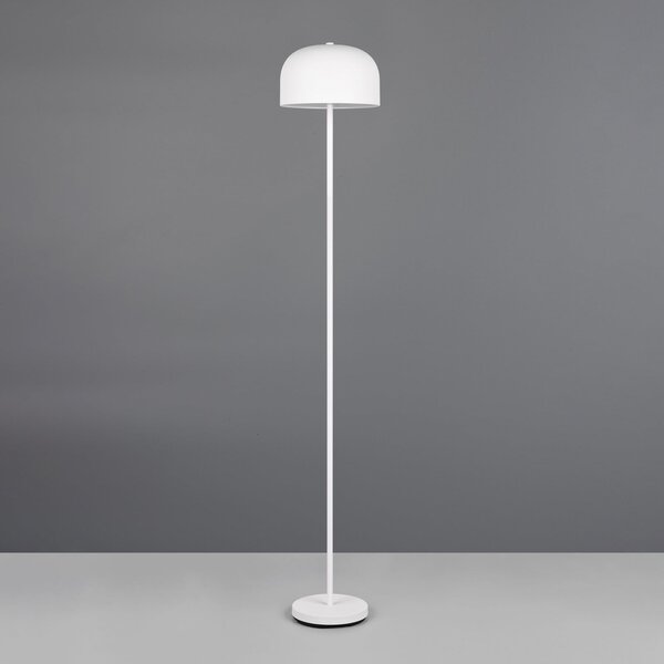 Reality Leuchten Lampadar LED cu baterie Jeff, alb, metal, înălțime 147 cm, reglabil, Alb, dormitor, Metal