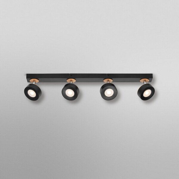 OSRAM Spot LED PLUTO, negru, 4 spoturi, 3.000 K, Negru, Camera de zi / sufragerie, Metal