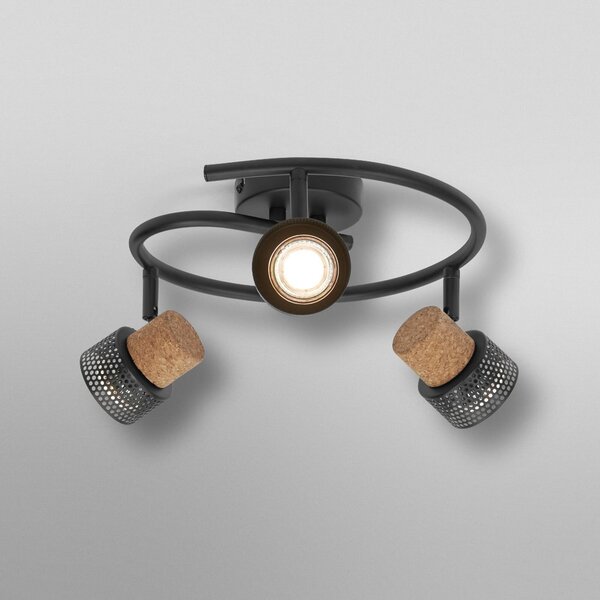 OSRAM Spot de tavan CORK SPIRAL negru 3 spoturi GU10-LED 927, reglabil, Negru, Camera de zi / sufragerie, Metal