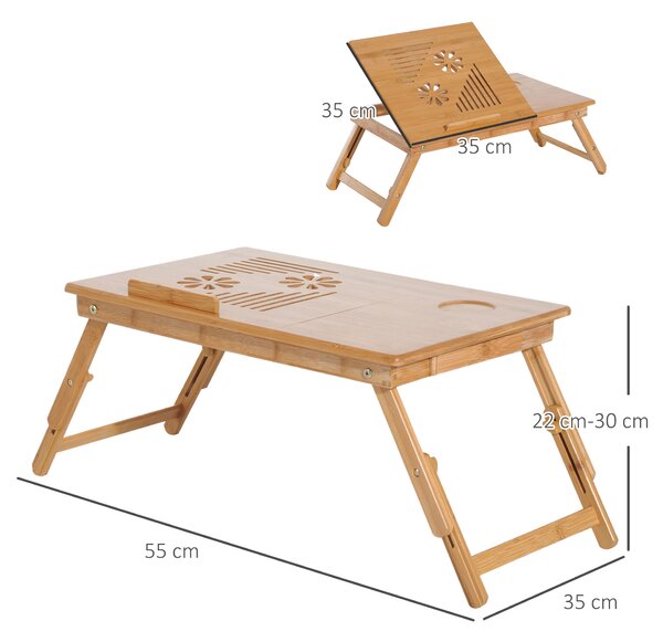 HOMCOM suport laptop, pentru pat, 55x35x22-30cm | Aosom Romania