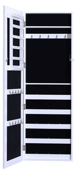 HOMCOM Dulap pentru Bijuterii cu Oglindă, Montare pe Perete, Negru, 37x9.5x121 cm | Aosom Romania