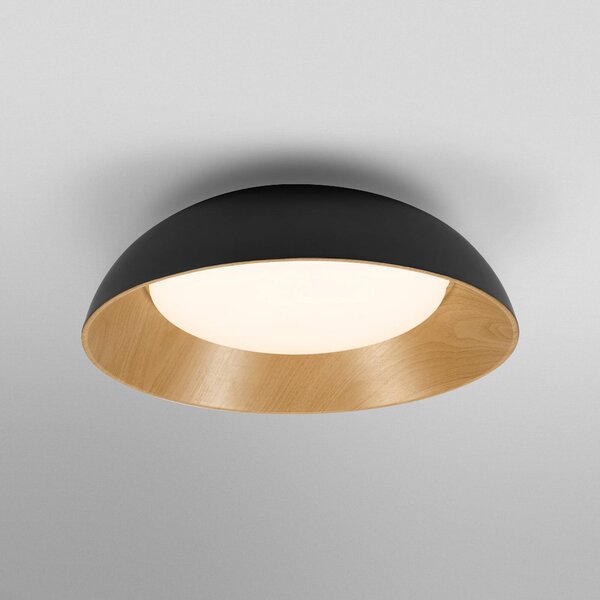OSRAM Plafonieră LED ORBIS ALVA, negru/decor din lemn, Ø 51 cm, reglabil, Lemn, Camera de zi / sufragerie, Metal, Modern