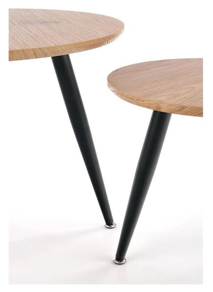 Set 2 masute cafea MENTONA 2, stejar auriu/negru