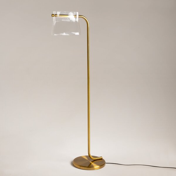 Maytoni Lampadar din sticlă Cabaret, alamă, înălțime 126,5 cm, Auriu / Alamă, Camera de zi / sufragerie, Metal