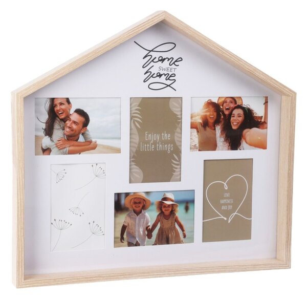 Ramă foto colaj Home Sweet Home în formă de căsuță, pentru 6 poze