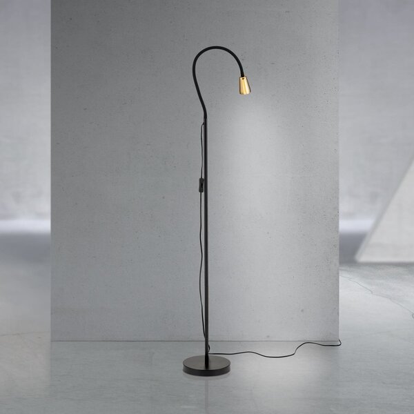 ORION Lampadar Dotty, culoare alamă, înălțime 145 cm, braț flexibil, GU10, Auriu / Alamă, Camera de zi / sufragerie, Metal, Modern