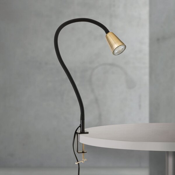 ORION Lampa de masă Dotty, culoare alamă, înălțime 65 cm, clemă, GU10, Auriu / Alamă, Camera de zi / sufragerie, Metal, Modern