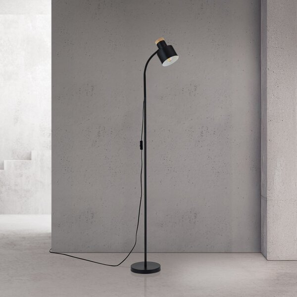 ORION Lampadar Gili, negru mat, oțel, înălțime 150 cm, E27, Negru, Camera de zi / sufragerie, Metal, Modern, Lumină de lectură