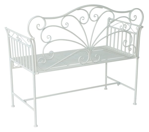 Bancuta cu 2 Locuri pentru Gradina Outsunny, Fier, Alb, 109.5x51x95.5cm | Aosom Romania