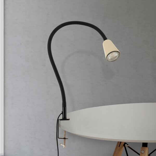 ORION Lampa de masă Dotty, kaki, înălțime 65 cm, clemă, GU10, Bej, Camera de zi / sufragerie, Metal, Modern