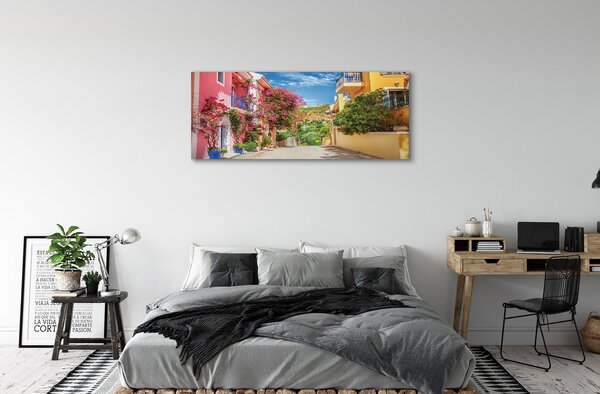 Tablouri canvas Grecia Flori clădiri de până