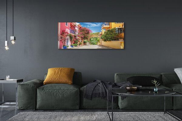 Tablouri canvas Grecia Flori clădiri de până