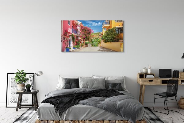 Tablouri canvas Grecia Flori clădiri de până