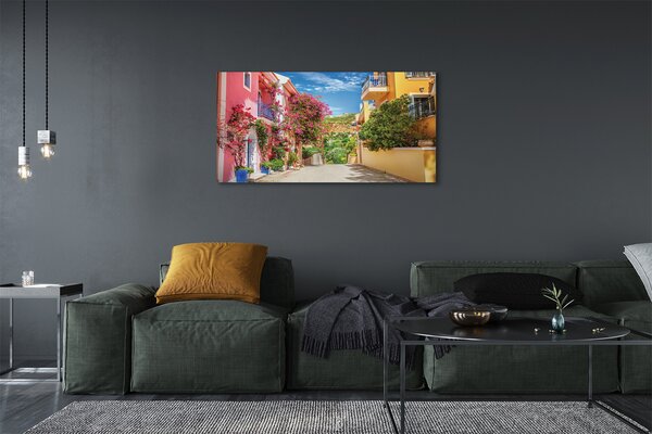 Tablouri canvas Grecia Flori clădiri de până