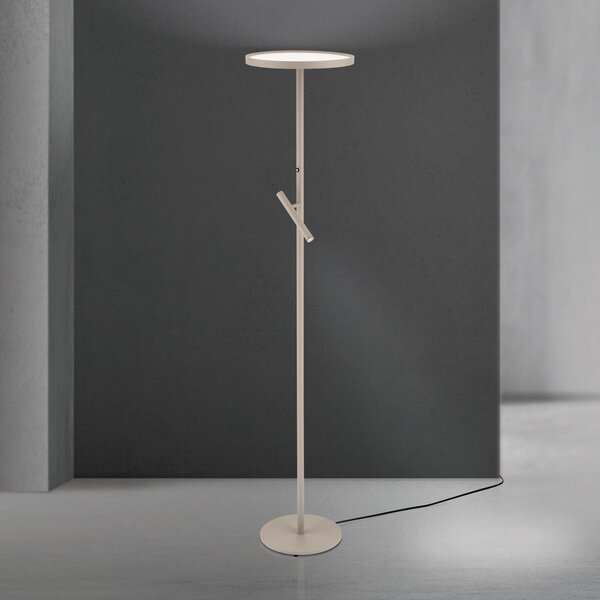 ORION Lampadar LED Teide, kaki, metal, lampă de citit, dimabil, reglabil, Bej, Camera de zi / sufragerie, Aluminiu, Modern