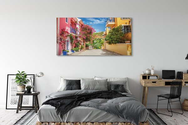 Tablouri canvas Grecia Flori clădiri de până