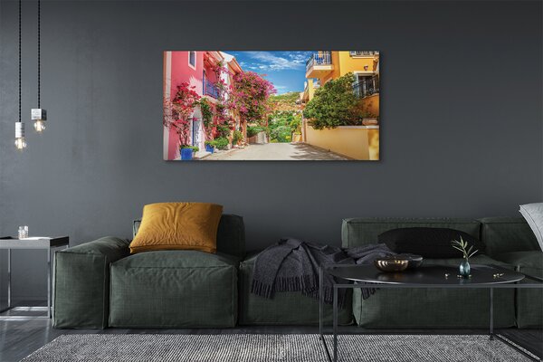 Tablouri canvas Grecia Flori clădiri de până