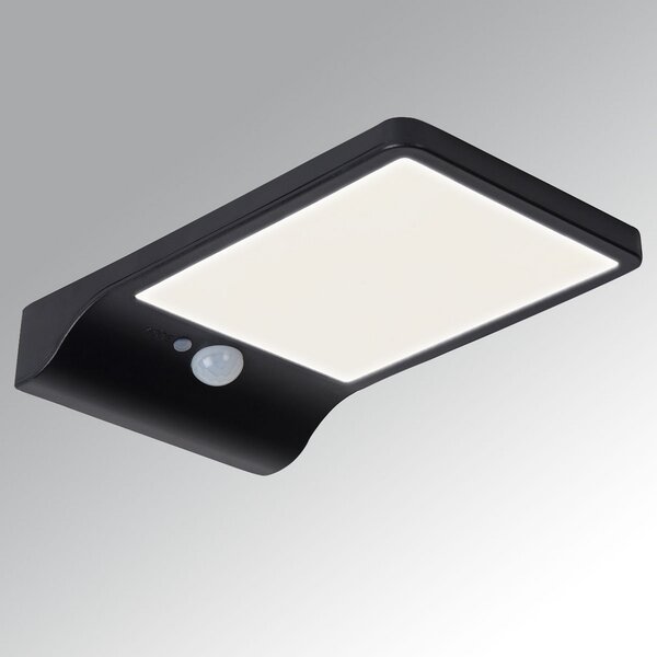 Lucide Aplică LED solară de exterior Basic cu senzor, Negru, Metal, Modern
