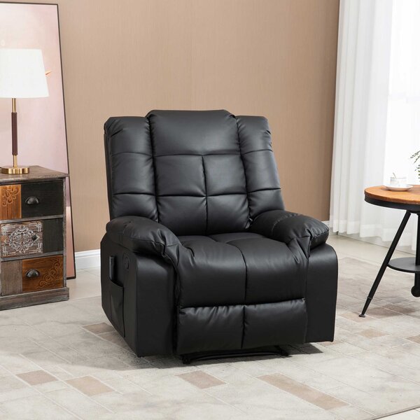 HOMCOM Fotoliu de Relaxare cu Masaj din Piele Artificiala, Fotoliu Ergonomic cu 8 Puncte de Masaj si Rabatabil 165°, Gri | Aosom Romania