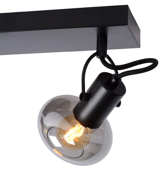 Lucide Spot de tavan Madee, negru/fum, cu două arzătoare, reglabil, Negru, Camera de zi / sufragerie, Metal, Modern