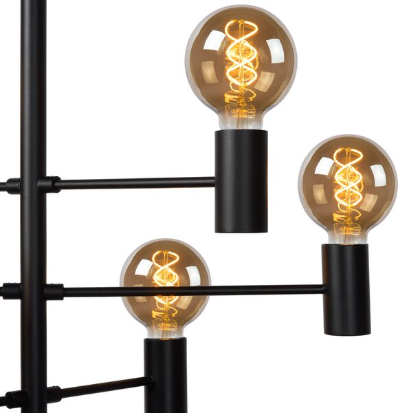 Lucide Lampă suspendată Leanne, negru, 10 becuri, reglabil, Negru, Camera de zi / sufragerie, Metal, Modern