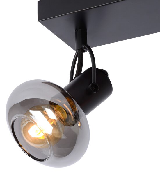 Lucide Spot de plafon Madee, negru/fum, cu trei becuri, reglabil, Negru, Camera de zi / sufragerie, Metal, Modern