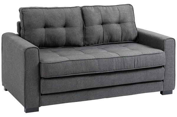HOMCOM Canapea Extensibilă din Material Textil 2 Locuri cu Capitonaj și Arcuri, 151x75x85 cm, Gri | Aosom Romania