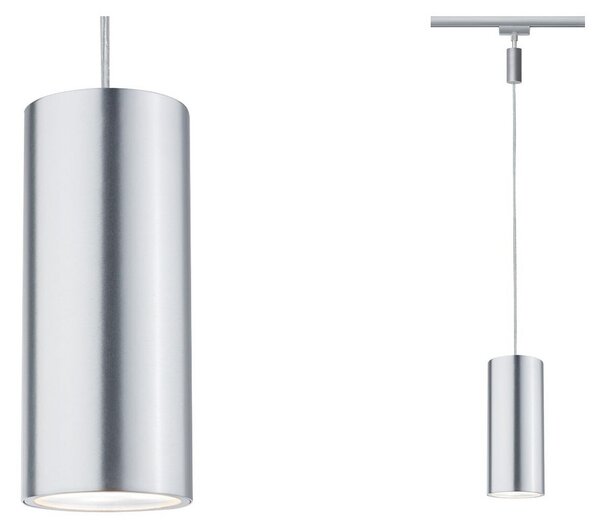 Paulmann URail Barrel pendul LED, crom mat, Gri, Camera de zi / sufragerie, Metal, Modern