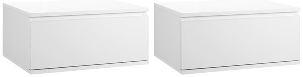 HOMCOM Set 2 Noptiere Suspendate cu Sertar, Design Modern pentru Dormitor și Living, PAL și MDF, Dimensiuni 49x38x23cm, Alb Elegant | Aosom Romania