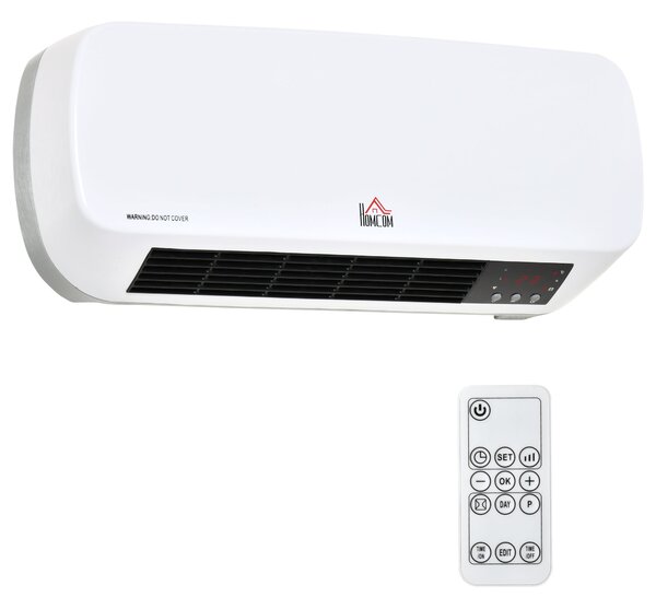 Soba Electrica de Perete Incalzitor cu Telecomanda Timer Temperatura Reglabila Timer 12h, Alb HOMCOM | Aosom RO