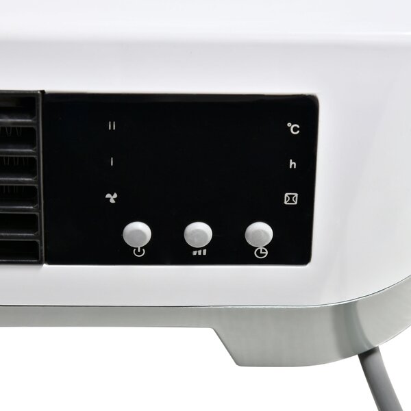 Soba Electrica de Perete Incalzitor cu Telecomanda Timer Temperatura Reglabila Timer 12h, Alb HOMCOM | Aosom RO
