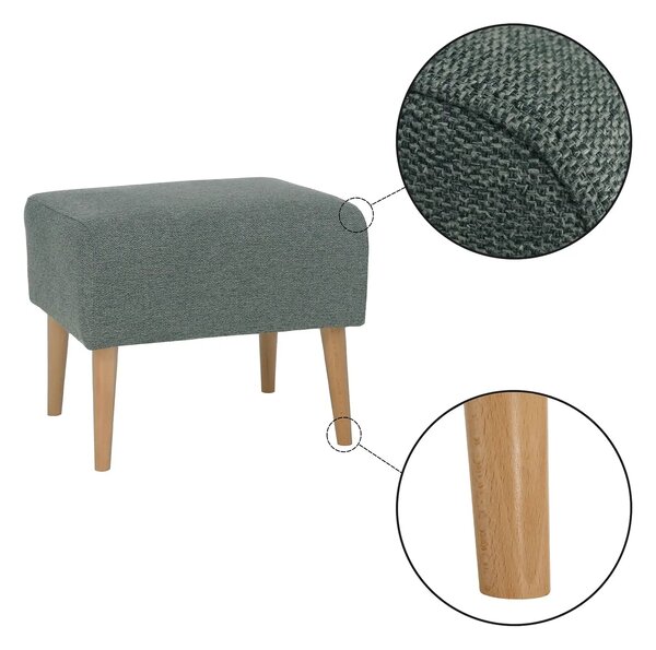 Taburet SAMY, stofa clasica verde menta, 42x52x43 cm