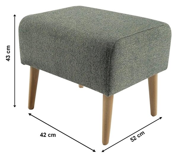 Taburet SAMY, stofa clasica verde menta, 42x52x43 cm
