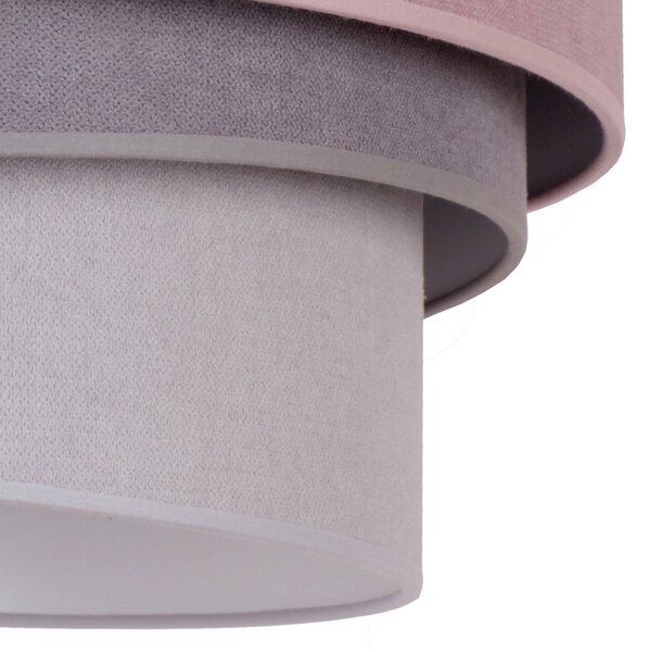 Duolla Plafonieră Pastell Trio Ø 60cm roz/gri/gri deschis, reglabil, Roz / Rosé, Camera de zi / sufragerie, Țesătură / Textil, Viața tânără