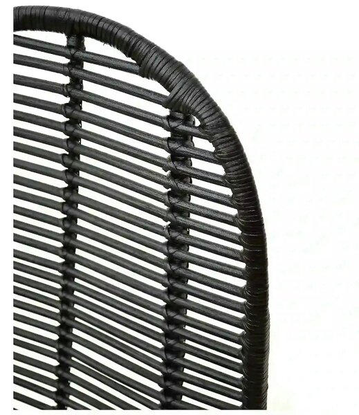 Scaun K337, negru, rattan natural/metal, 44x55x90 cm