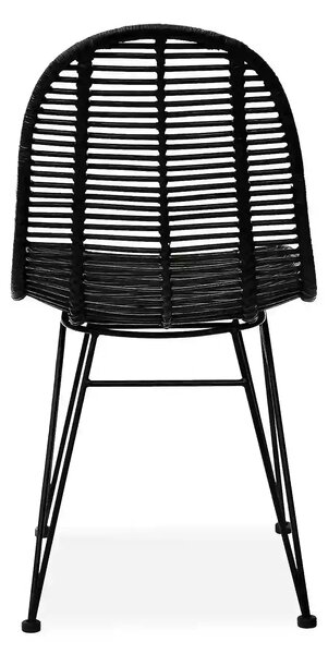 Scaun K337, negru, rattan natural/metal, 44x55x90 cm