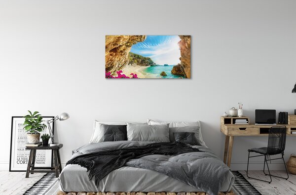 Tablouri canvas Grecia Coast stânci flori
