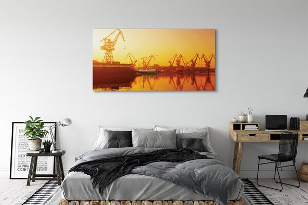 Tablouri canvas Șantierul naval Gdańsk răsărit de soare