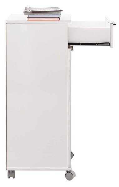 Corp Mobil Adore Diamond, cu usa, sertar si rotile, Alb, 50x100x40 cm