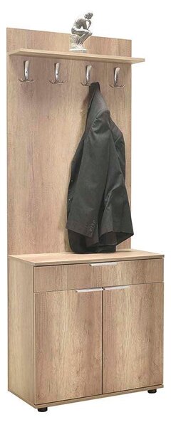 Cuier cu Pantofar Adore Porto Aero, cu Sertar, Alb - Natur, 73x187x36 cm
