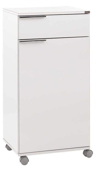 Corp Mobil Adore Diamond, cu usa, sertar si rotile, Alb, 50x100x40 cm