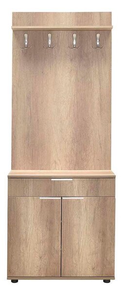 Cuier cu Pantofar Adore Porto Aero, cu Sertar, Alb - Natur, 73x187x36 cm