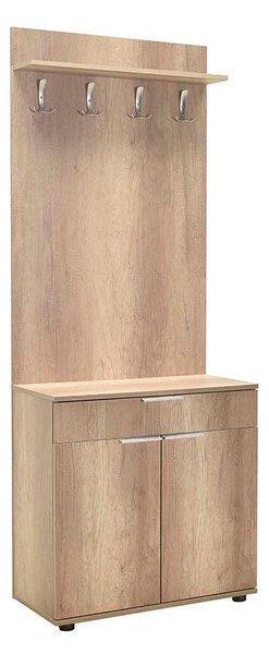 Cuier cu Pantofar Adore Porto Aero, cu Sertar, Alb - Natur, 73x187x36 cm